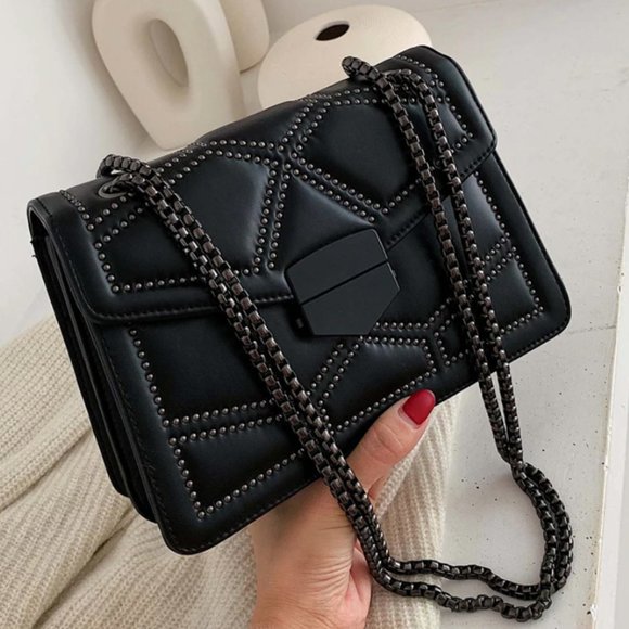 Bags Studded Black Leather Mini Purse Crossbody Bag Poshmark